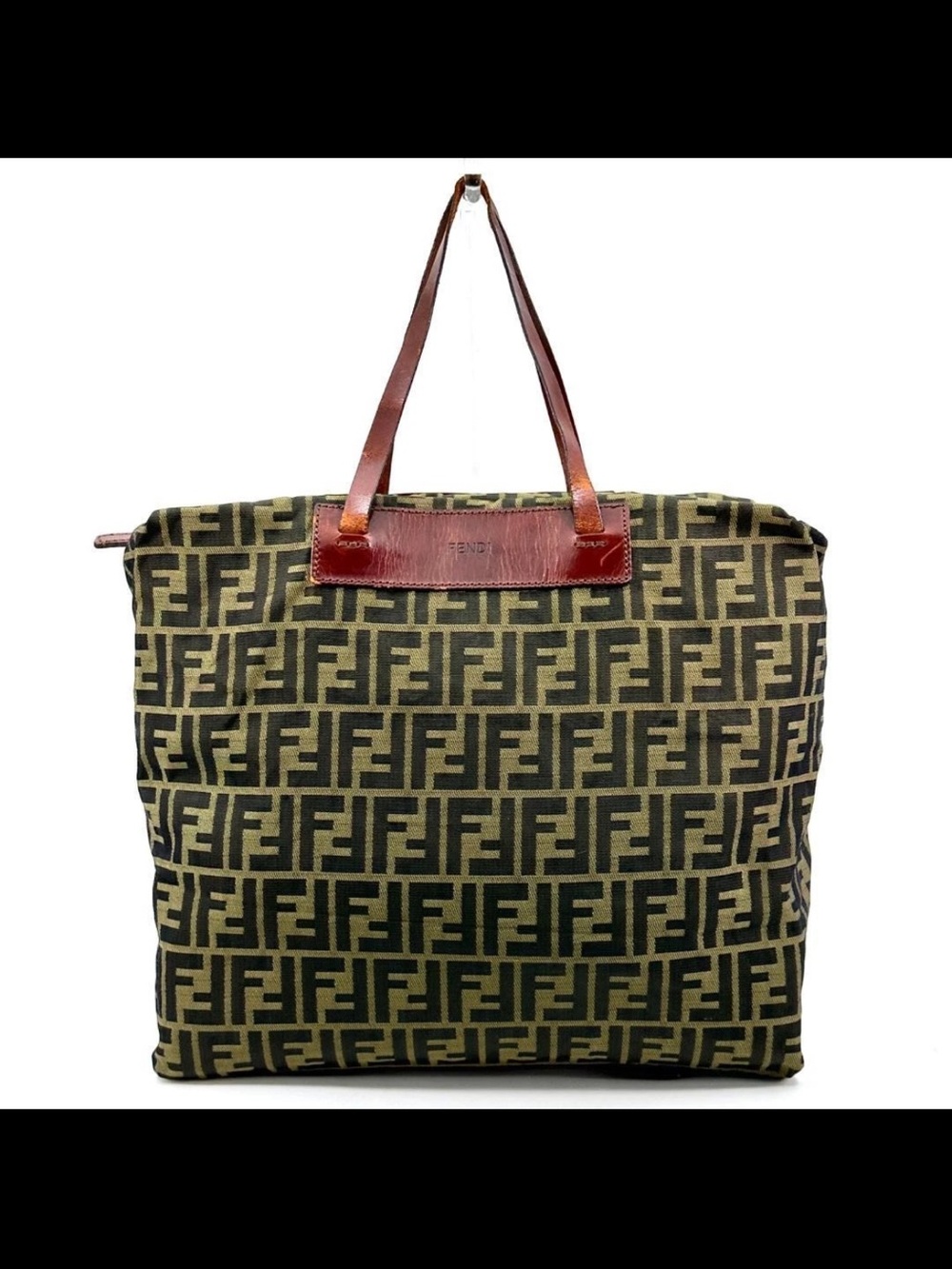 Fendi Zucca Monogram Canvas Tote in Black and Brown